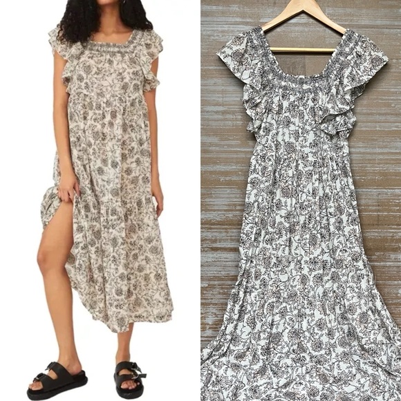 Free People Bonita Maxi Dress Preppy Boho Western Summer Prairie Womens XS - Picture 1 of 8
